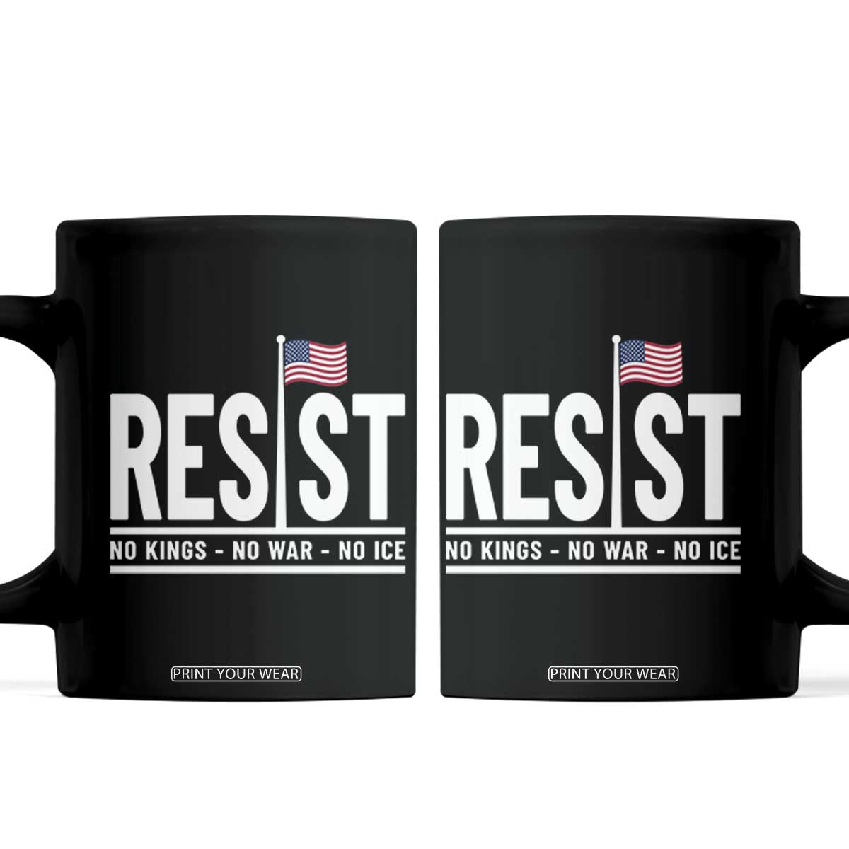 No Kings No Wars No Ice Coffee Mug Anti Trump Political TS12 Black Print Your Wear
