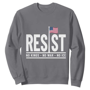 No Kings No Wars No Ice Sweatshirt Anti Trump Political TS12 Charcoal Print Your Wear