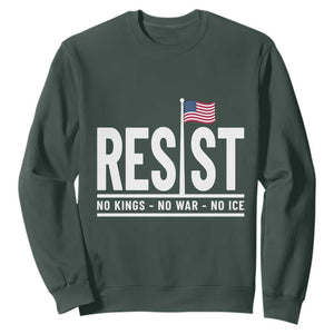 No Kings No Wars No Ice Sweatshirt Anti Trump Political TS12 Dark Forest Green Print Your Wear