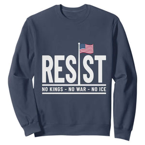 No Kings No Wars No Ice Sweatshirt Anti Trump Political TS12 Navy Print Your Wear