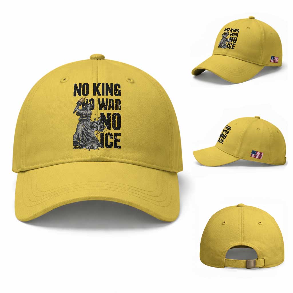 Statue Of Liberty Freedom Protest Baseball Cap No Kings No Wars No Ice TS12 Baseball Cap Universal Fit Yellow Print Your Wear