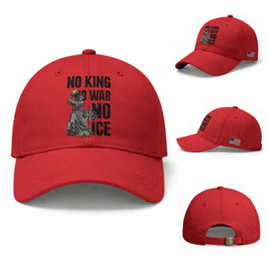 Statue Of Liberty Freedom Protest Baseball Cap No Kings No Wars No Ice TS12 Baseball Cap Universal Fit Red Print Your Wear