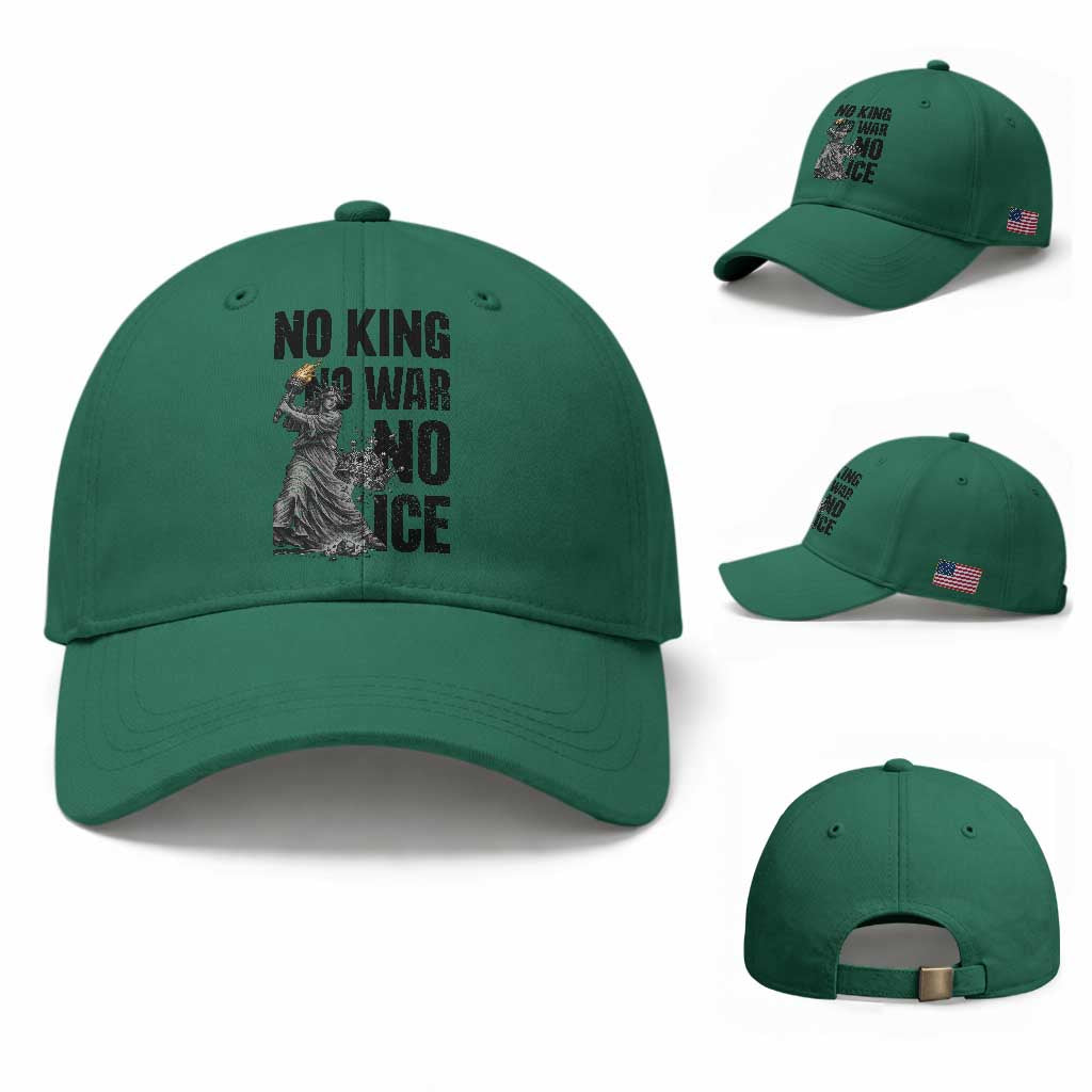 Statue Of Liberty Freedom Protest Baseball Cap No Kings No Wars No Ice TS12 Baseball Cap Universal Fit Irish Green Print Your Wear