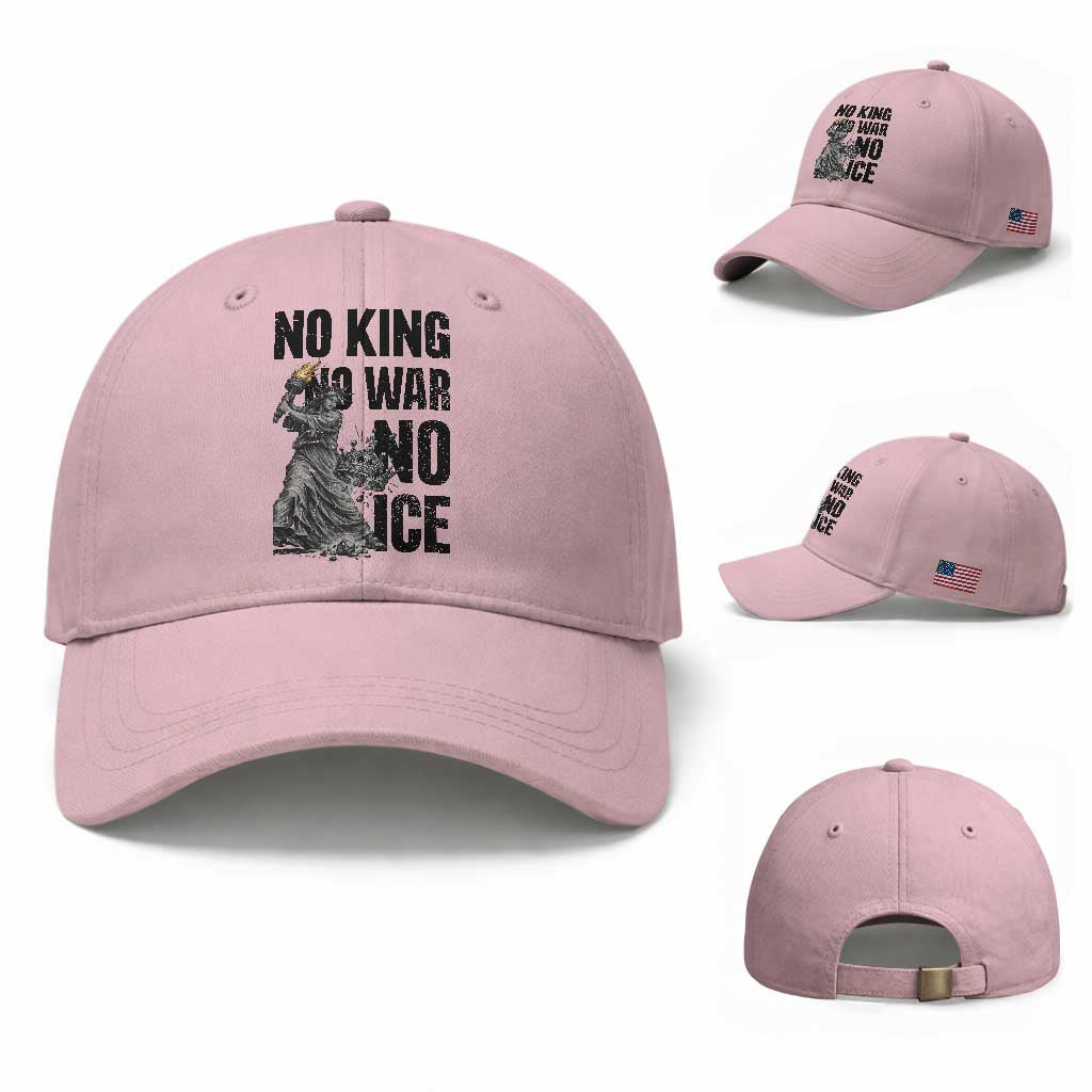 Statue Of Liberty Freedom Protest Baseball Cap No Kings No Wars No Ice TS12 Baseball Cap Universal Fit Light Pink Print Your Wear