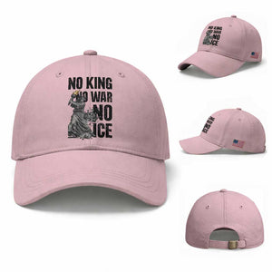 Statue Of Liberty Freedom Protest Baseball Cap No Kings No Wars No Ice TS12 Baseball Cap Universal Fit Light Pink Print Your Wear