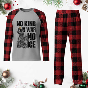 Statue Of Liberty Freedom Protest Plaid Pajama Set No Kings No Wars No Ice TS12 Buffalo Plaid Print Your Wear