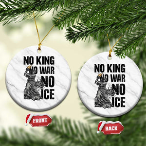 Statue Of Liberty Freedom Protest Ceramic Ornament No Kings No Wars No Ice TS12 1pc White Marble Print Your Wear