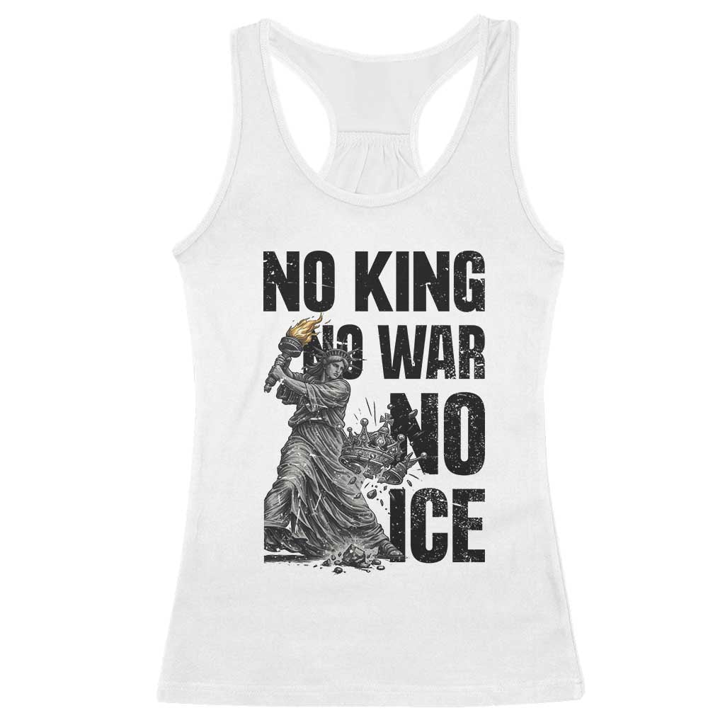 Statue Of Liberty Freedom Protest Racerback Tank Top No Kings No Wars No Ice TS12 White Print Your Wear