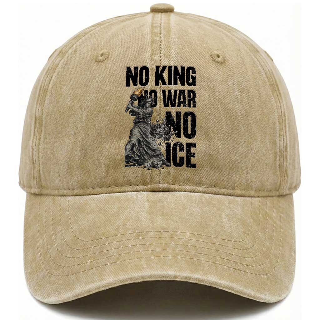 Statue Of Liberty Freedom Protest Washed Cotton Baseball Cap No Kings No Wars No Ice TS12 Print Your Wear