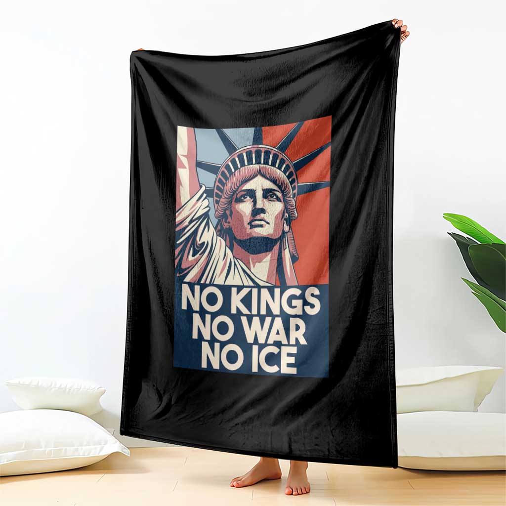 Statue Of Liberty No Kings No War No Ice Throw Blanket Freedom Protest Gift TS12 Print Your Wear
