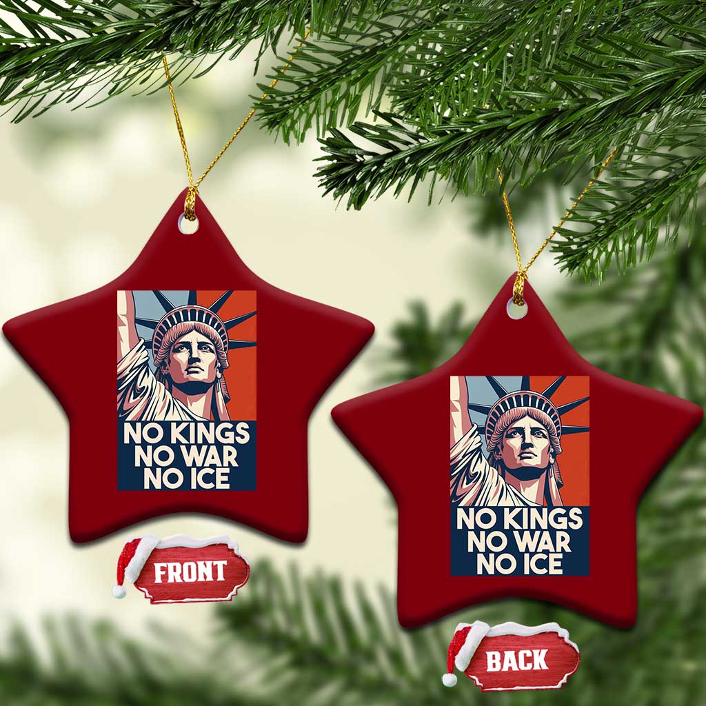 Statue Of Liberty No Kings No War No Ice Ceramic Ornament Freedom Protest Gift TS12 Print Your Wear