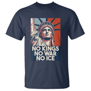 Statue Of Liberty No Kings No War No Ice T Shirt Freedom Protest Gift TS12 Navy Print Your Wear