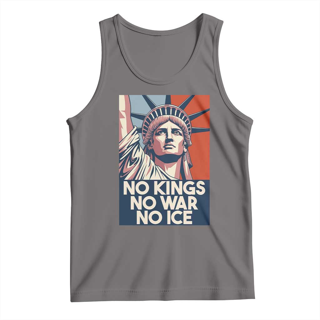 Statue Of Liberty No Kings No War No Ice Tank Top Freedom Protest Gift TS12 Deep Heather Print Your Wear