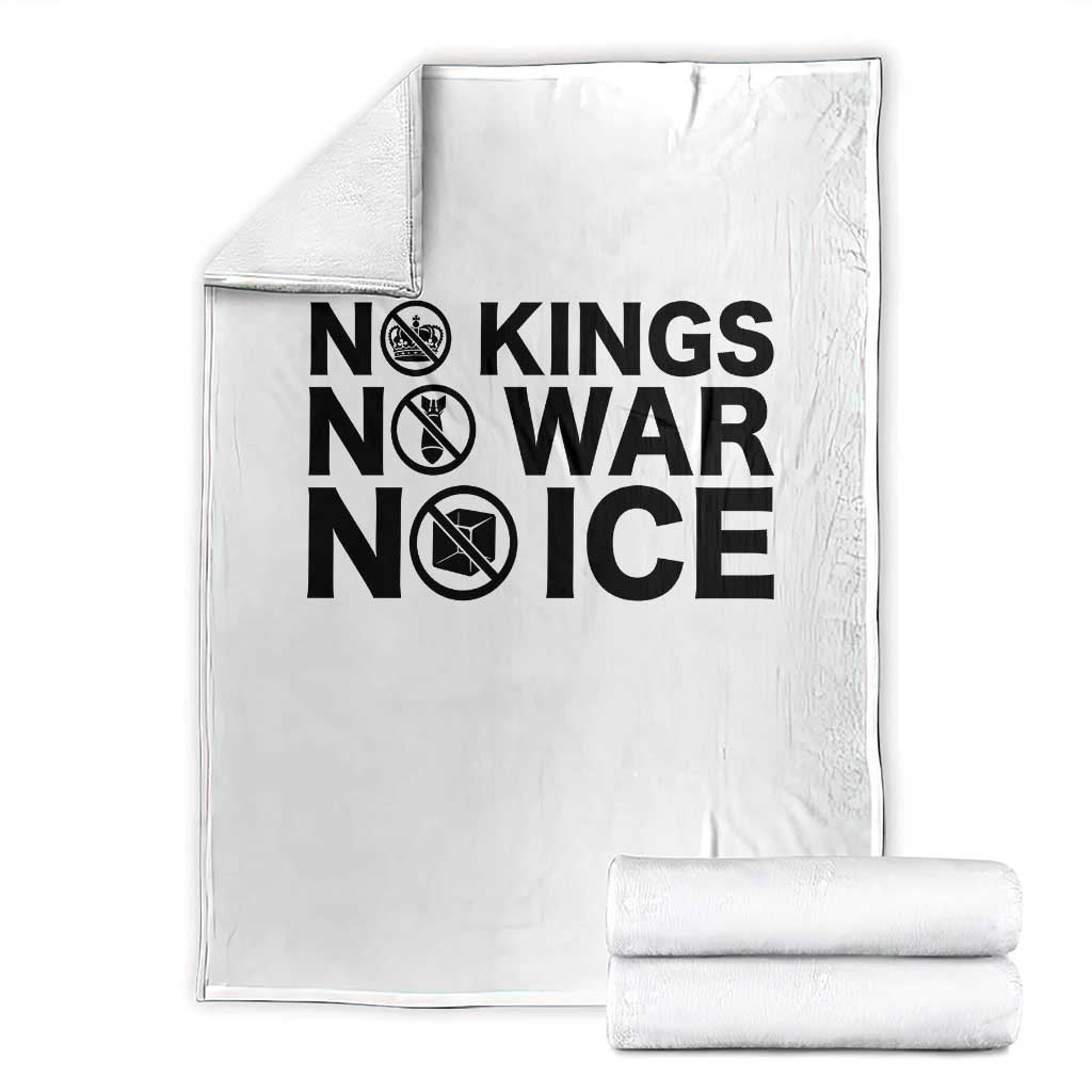 Anti Monarchy Political Throw Blanket No Kings No Wars No Ice TS12 White Print Your Wear