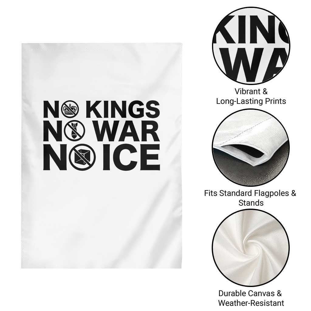 Anti Monarchy Political Garden Flag No Kings No Wars No Ice TS12 Print Your Wear