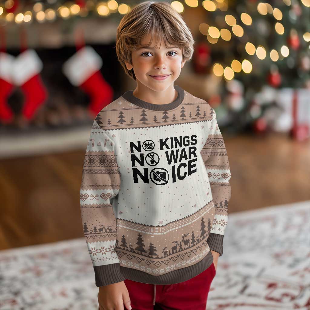 Anti Monarchy Political Ugly Christmas Sweater No Kings No Wars No Ice TS12 Mocha Mousse Print Your Wear