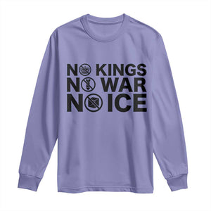 Anti Monarchy Political Long Sleeve Shirt No Kings No Wars No Ice TS12 Violet Print Your Wear