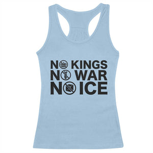 Anti Monarchy Political Racerback Tank Top No Kings No Wars No Ice TS12 Light Blue Print Your Wear