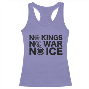Anti Monarchy Political Racerback Tank Top No Kings No Wars No Ice TS12 Violet Print Your Wear