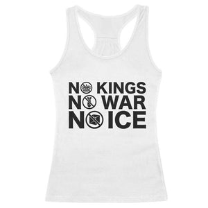 Anti Monarchy Political Racerback Tank Top No Kings No Wars No Ice TS12 White Print Your Wear