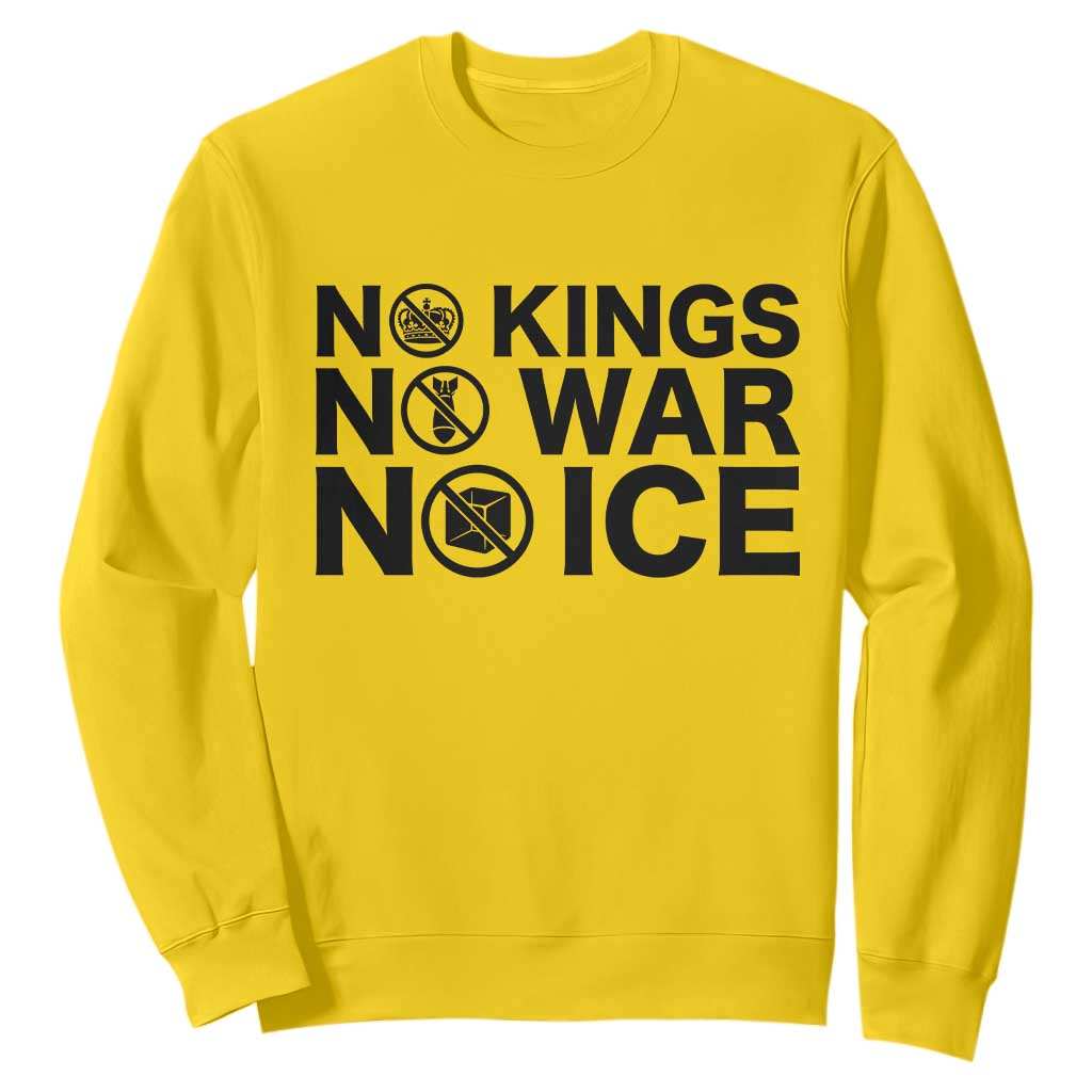 Anti Monarchy Political Sweatshirt No Kings No Wars No Ice TS12 Daisy Print Your Wear