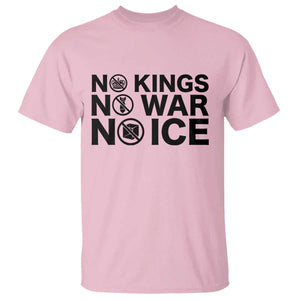 Anti Monarchy Political T Shirt No Kings No Wars No Ice TS12 Light Pink Print Your Wear