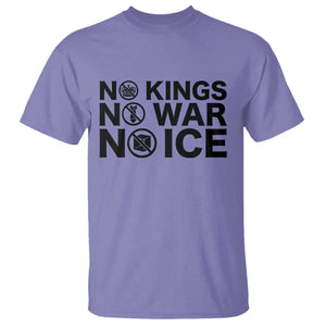 Anti Monarchy Political T Shirt No Kings No Wars No Ice TS12 Violet Print Your Wear