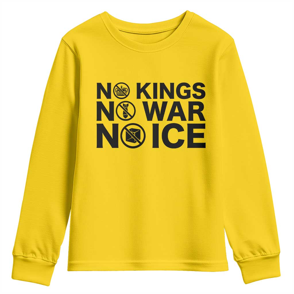 Anti Monarchy Political Youth Sweatshirt No Kings No Wars No Ice TS12 Daisy Print Your Wear