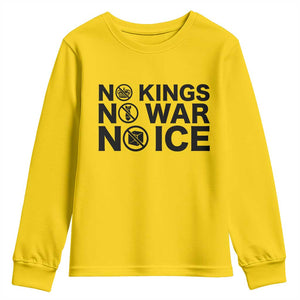 Anti Monarchy Political Youth Sweatshirt No Kings No Wars No Ice TS12 Daisy Print Your Wear
