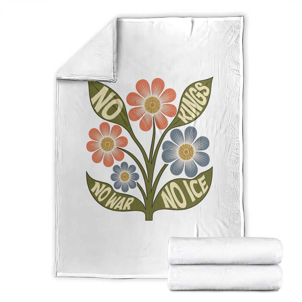 Wildflower Freedom Protest Throw Blanket No Kings No Wars No Ice TS12 Black Print Your Wear