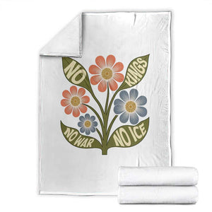 Wildflower Freedom Protest Throw Blanket No Kings No Wars No Ice TS12 Black Print Your Wear