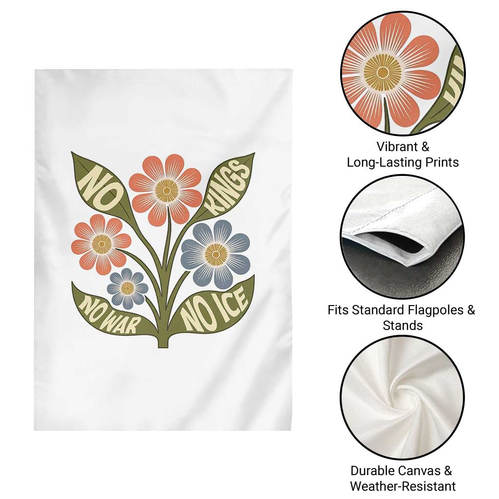 Wildflower Freedom Protest Garden Flag No Kings No Wars No Ice TS12 Print Your Wear