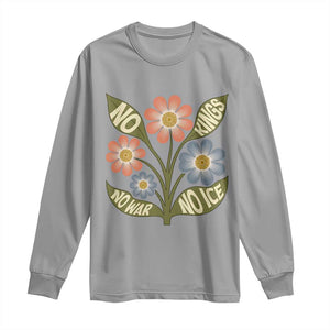 Wildflower Freedom Protest Long Sleeve Shirt No Kings No Wars No Ice TS12 Sport Gray Print Your Wear