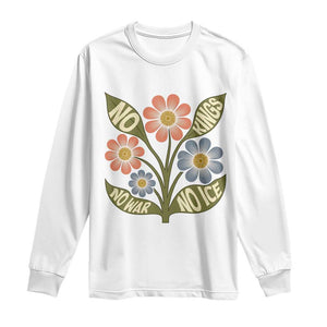 Wildflower Freedom Protest Long Sleeve Shirt No Kings No Wars No Ice TS12 White Print Your Wear