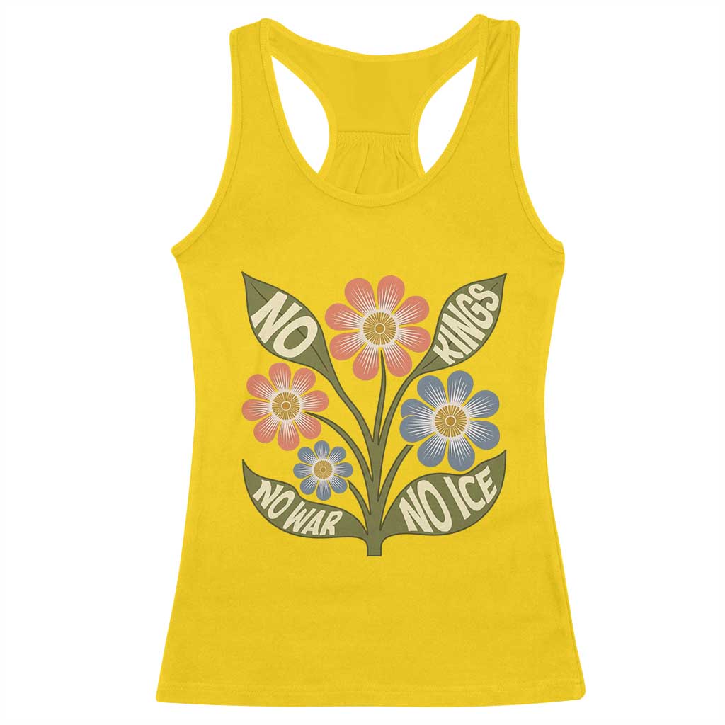 Wildflower Freedom Protest Racerback Tank Top No Kings No Wars No Ice TS12 Daisy Print Your Wear