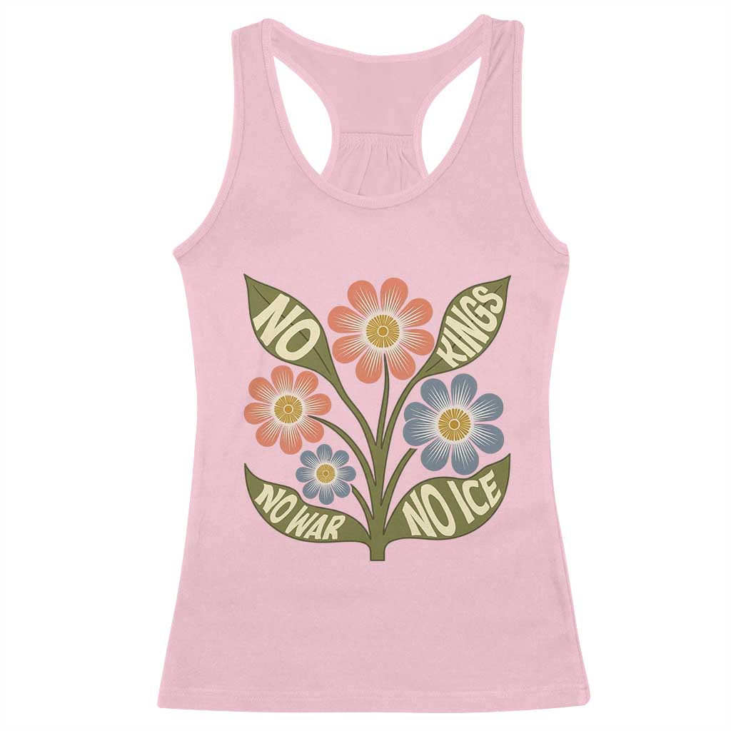 Wildflower Freedom Protest Racerback Tank Top No Kings No Wars No Ice TS12 Light Pink Print Your Wear