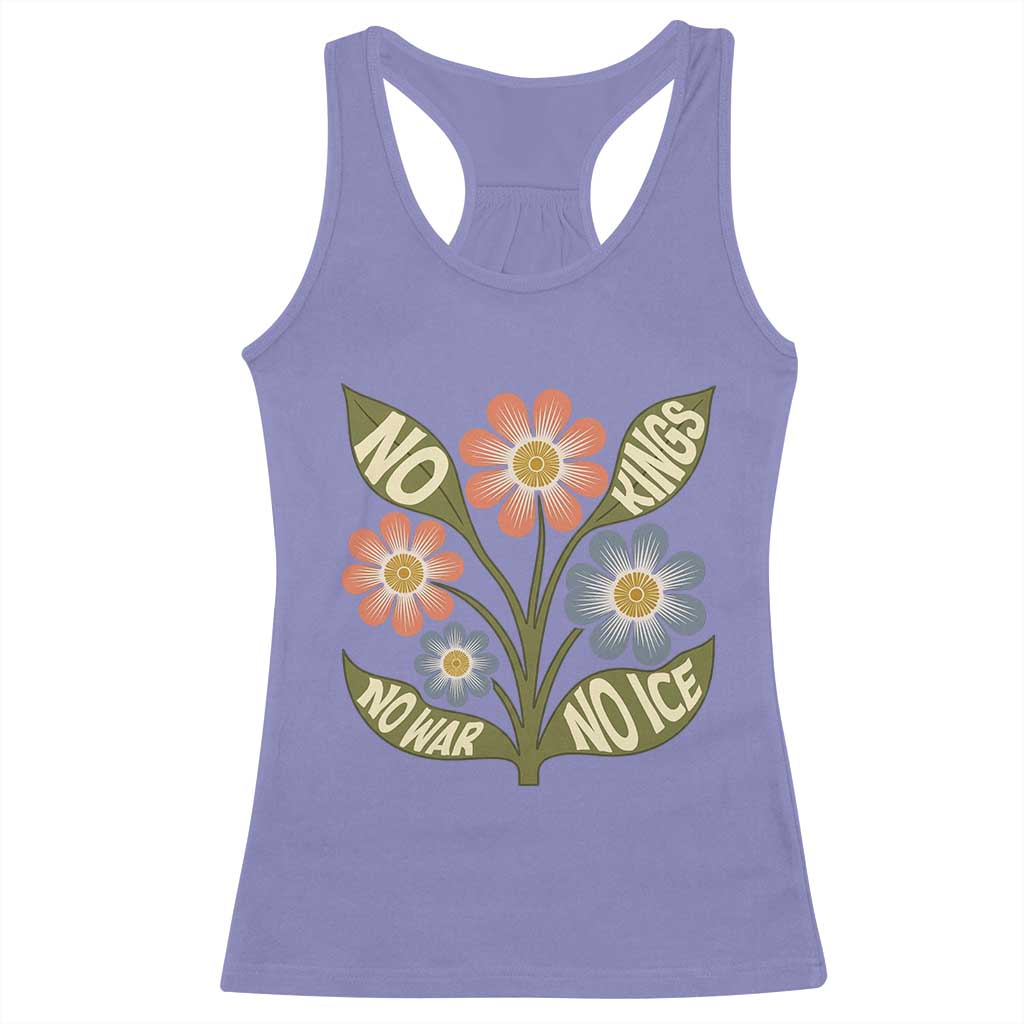 Wildflower Freedom Protest Racerback Tank Top No Kings No Wars No Ice TS12 Violet Print Your Wear