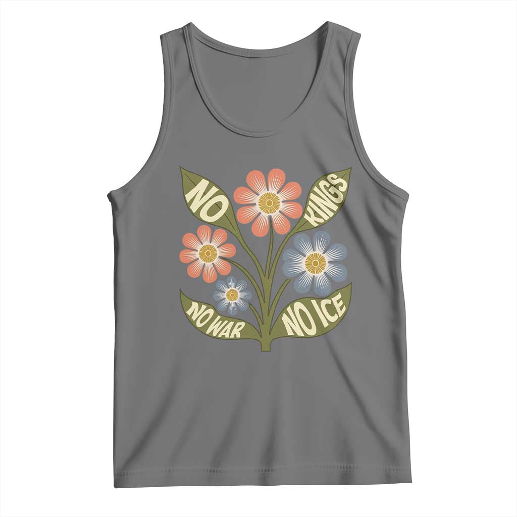 Wildflower Freedom Protest Tank Top No Kings No Wars No Ice TS12 Black Heather Print Your Wear