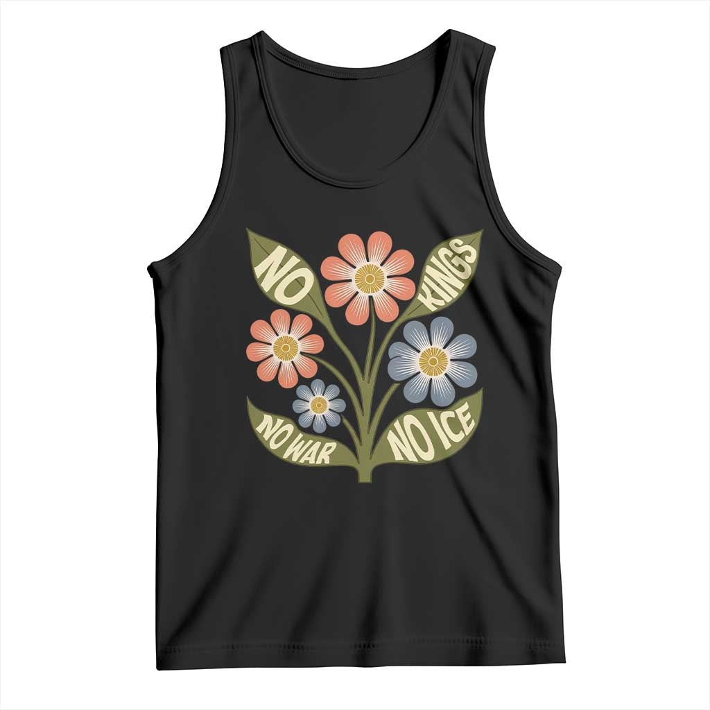 Wildflower Freedom Protest Tank Top No Kings No Wars No Ice TS12 Black Print Your Wear