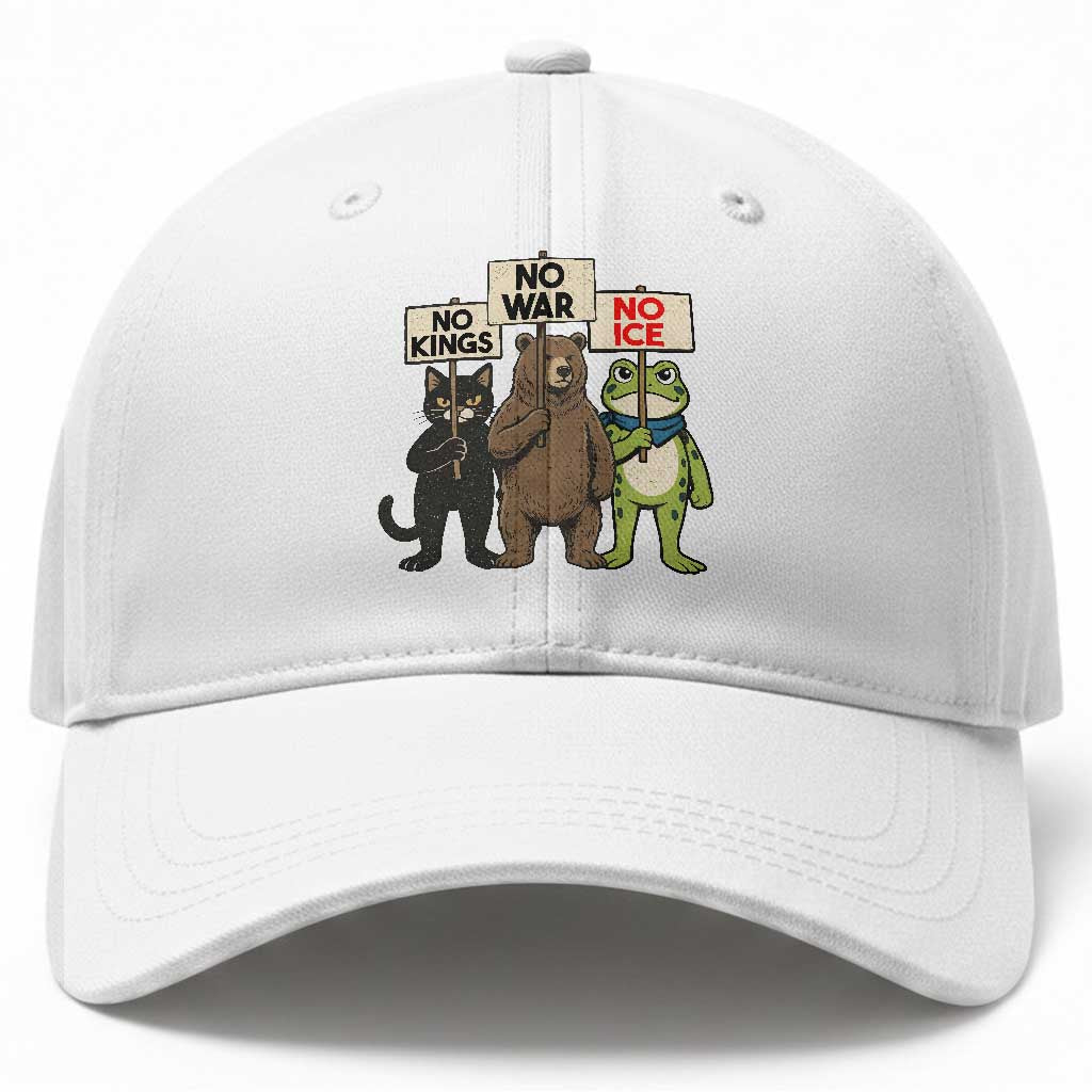 Funny Animal Protest Baseball Cap No Kings No Wars No Ice TS12 Print Your Wear