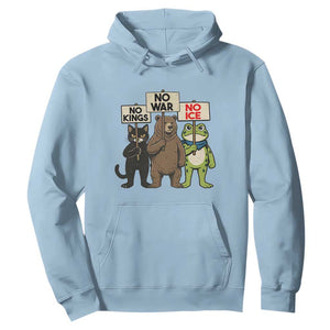 Funny Animal Protest Hoodie No Kings No Wars No Ice TS12 Light Blue Print Your Wear
