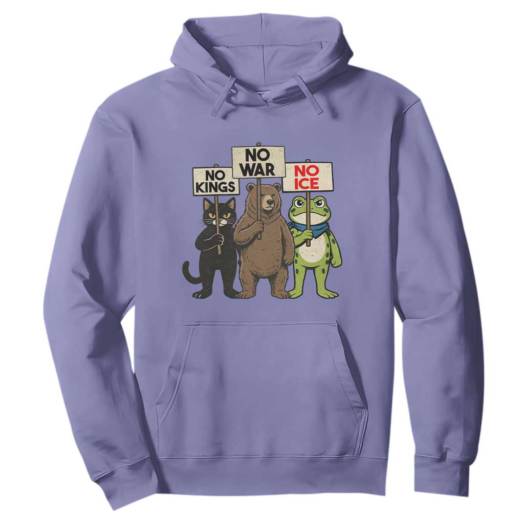 Funny Animal Protest Hoodie No Kings No Wars No Ice TS12 Violet Print Your Wear