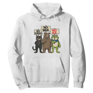 Funny Animal Protest Hoodie No Kings No Wars No Ice TS12 White Print Your Wear