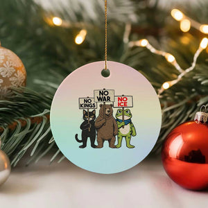 Funny Animal Protest Ceramic Ornament No Kings No Wars No Ice TS12 1pc Pastel Print Your Wear