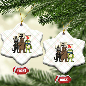 Funny Animal Protest Ceramic Ornament No Kings No Wars No Ice TS12 Print Your Wear
