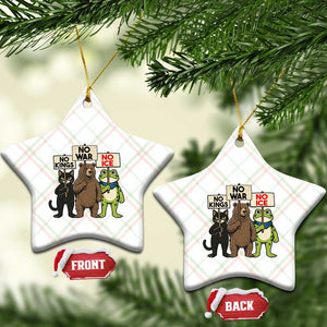 Funny Animal Protest Ceramic Ornament No Kings No Wars No Ice TS12 Print Your Wear