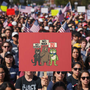 Funny Animal Protest Protest Sign No Kings No Wars No Ice TS12 Horizontal 18" × 24" Red Print Your Wear