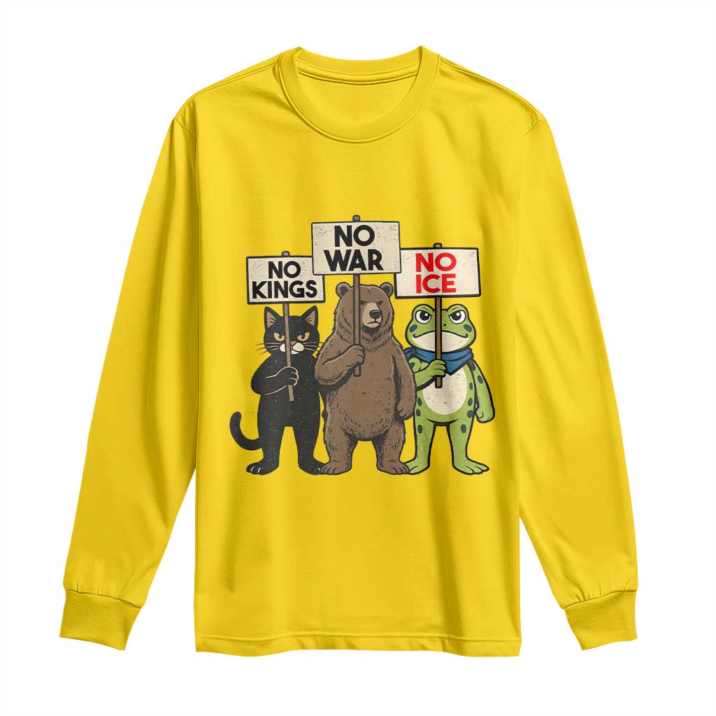 Funny Animal Protest Long Sleeve Shirt No Kings No Wars No Ice TS12 Daisy Print Your Wear