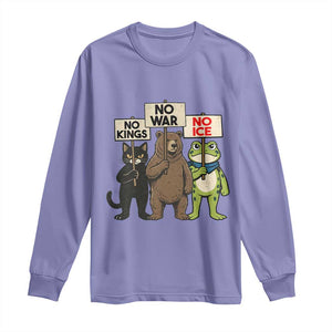 Funny Animal Protest Long Sleeve Shirt No Kings No Wars No Ice TS12 Violet Print Your Wear