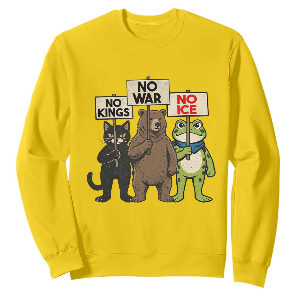 Funny Animal Protest Sweatshirt No Kings No Wars No Ice TS12 Daisy Print Your Wear